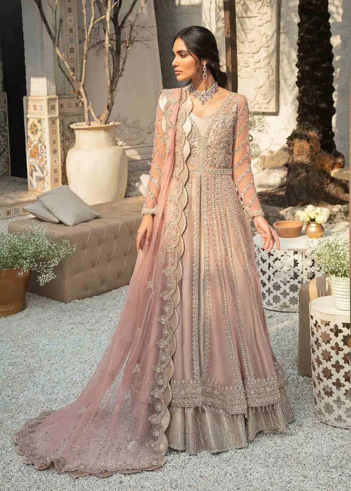 PALATIAL  - Embellished with dramatic merge of rose Gold and silver naqshi dabka -  Festive Formal Designer Dresses- 4 PC Full Stitched / 3PC Unstitched